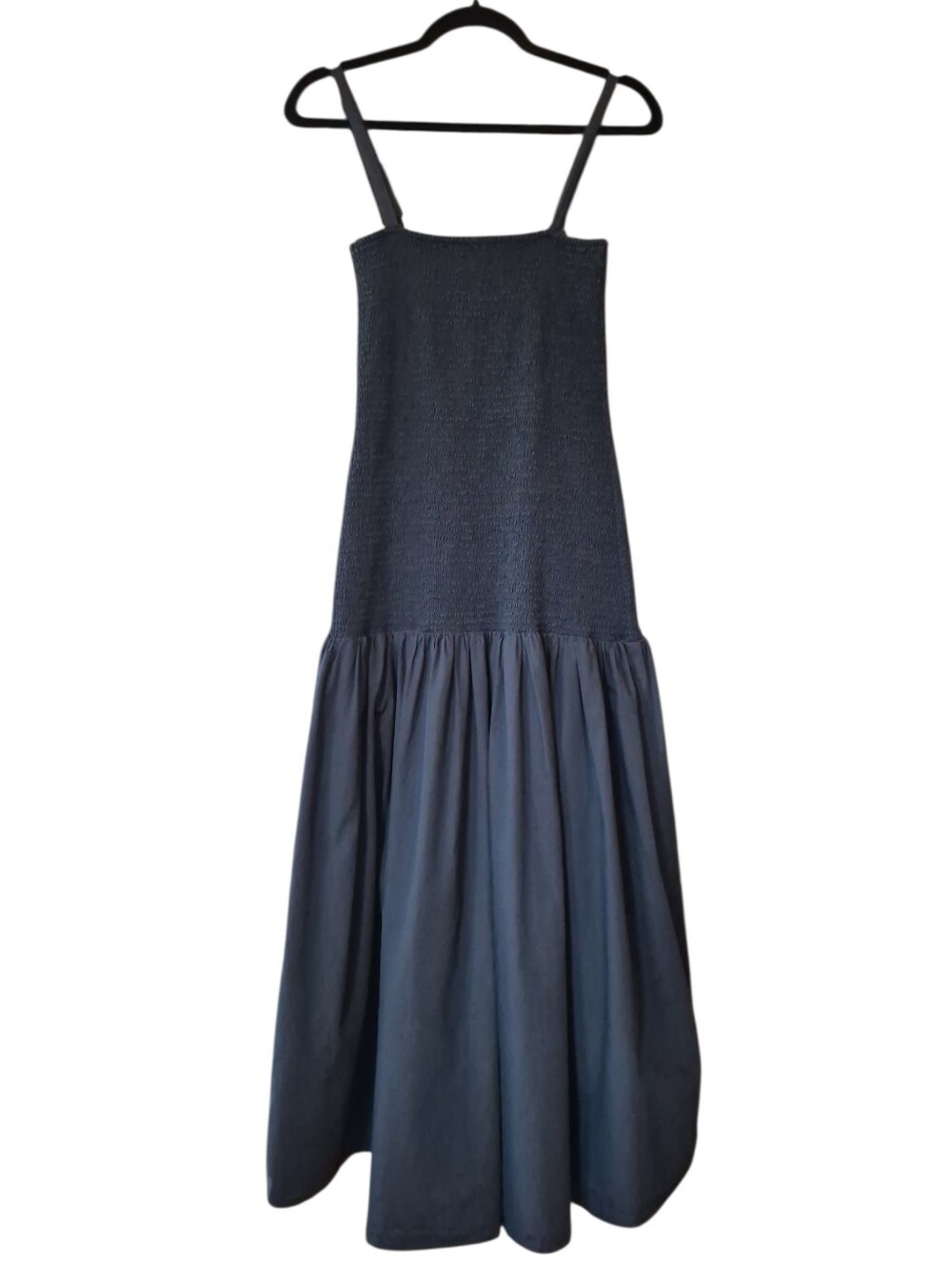 Laude The Label Midi Dress Fitted Smocked Black M Organic Cotton - Picture 2 of 15